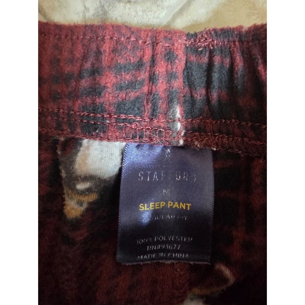 Stafford‎ Mens (M) Fleece Sleep Pants Flannel Lounge Pajamas Penguins Plaid